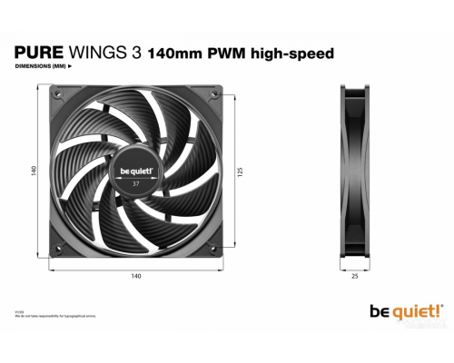 Вентилятор для корпуса be quiet! Pure Wings 3 140mm PWM high-speed BL109