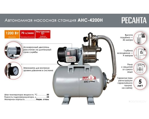 Насосная станция Ресанта АНС-4200Н