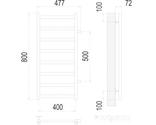 Полотенцесушитель Terminus Аврора П8 400x800 бп 500 (хром)