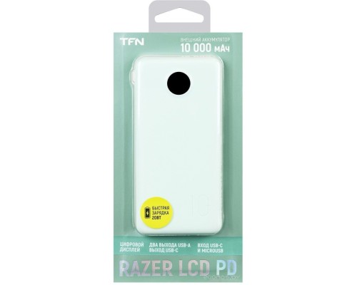 Портативное зарядное устройство TFN Razer LCD 10 PD 10000mAh (мятный)