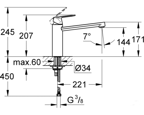 Смеситель Grohe Eurosmart Cosmopolitan 30193000